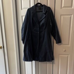 Disney Dark Navy Trench Coat with Scalloped Hem Detail with Embroidery